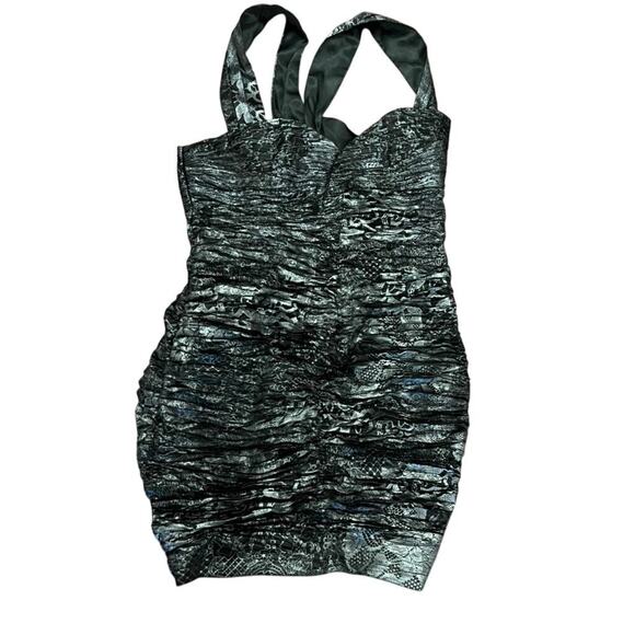 Bebe 2B fitted sexy women silver and black fitted bodycon sleeveless dress sz M - Picture 1 of 6